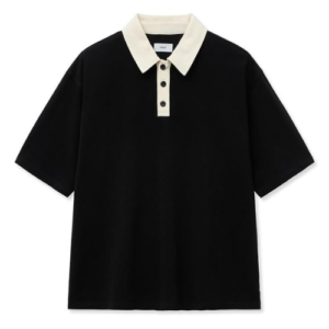 white and black polo neck Tshirt